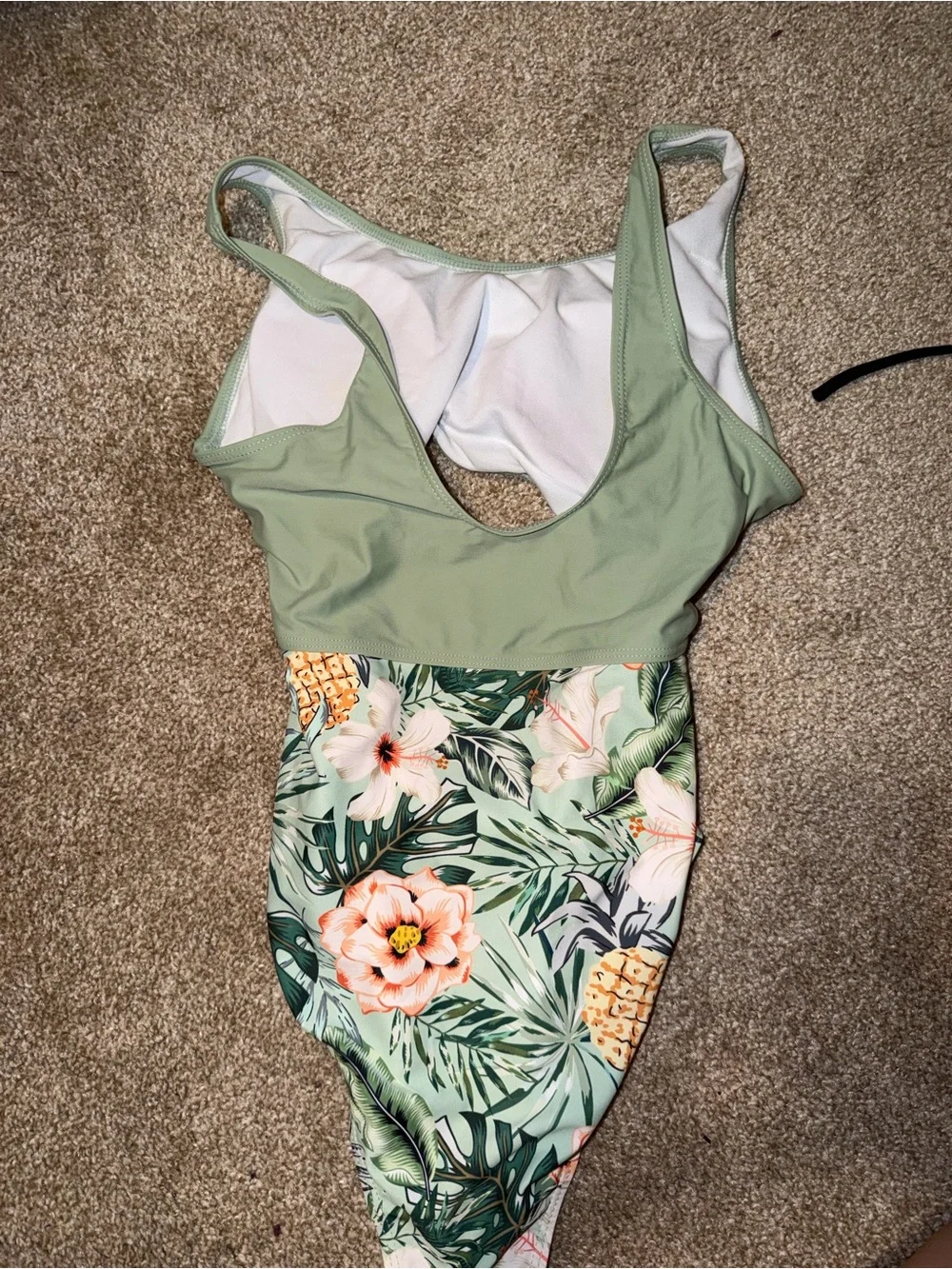SHEIN Green Floral Cutout One-Piece Swimsuit